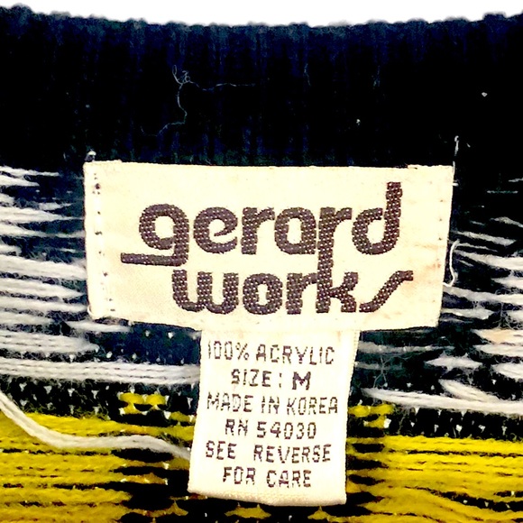 VINTAGE 90s Gerard Works Graphic Scottie Bowtie Dog Knit Cardigan Sweater - Picture 6 of 6